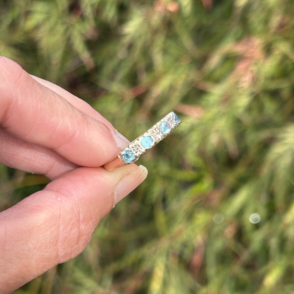 9k gold ring with diamonds and blue topaz - Picture 7 of 7